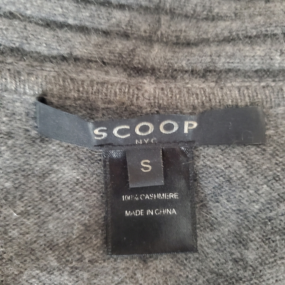♡ Scoop NYC Cashmere Gray Cardigan with Ribbed Shawl Collar Size Small - Picture 2 of 9